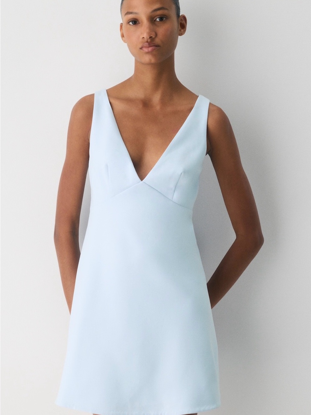 *Sold Out* Aritzia Encino Powder Blue V-Neck Sleeveless Mini Dress